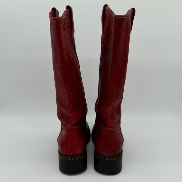Born Genuine Leather Red Western Tall Cowgirl Boots Size 7.5 - Picture 7 of 13